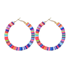 Colorful Geometric Circle Soft Clay Earrings - Women's Fashion Trend Jewelry