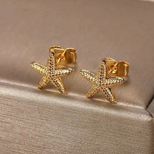 Load image into Gallery viewer, Vintage Summer Starfish Stainless Steel Stud Earrings For Women Simple Star Shell Earrings Stud Ocean Party Jewelry Gift 2025