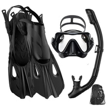 Load image into Gallery viewer, Mask Fin Snorkel Set Snorkel Gear for Adult Panoramic View Snorkel Mask Adjustable Dive Flipper Dry Top Snorkel and Travel Bag