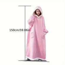 Load image into Gallery viewer, Super Long Flannel Blanket with Sleeves Winter Hoodies Sweatshirt Women Men Pullover Fleece Giant TV Blanket Oversized