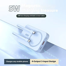 Load image into Gallery viewer, Three-In-One Wireless Fast Charging Magnetic Absorption Mobile Power Bank With Line 20000mah High Capacity Portable Charger