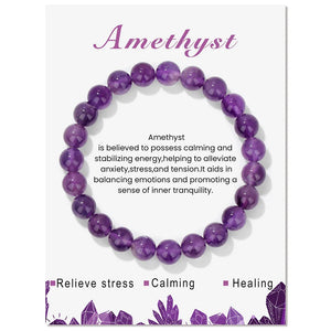 2024 Fashion Natural Stone Bracelet – Amethyst, Tiger Eye, Garnet Elastic Band Jewelry