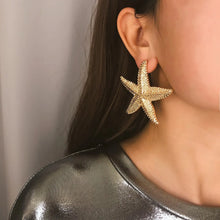 Load image into Gallery viewer, Trendy Boho Starfish Earrings - Exaggerated Gold Studs, Summer Fashion