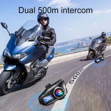 Load image into Gallery viewer, Q58-MAX Motorcycle Helmet Bluetooth Headset Intercom LED Lighting Dual 500M IP65 Rateddeep Waterproof Stereo FM Radio Interphone