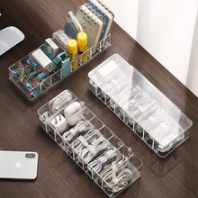 Load image into Gallery viewer, The transparent plastic Data Cable Storage Box household cable MobilePhone Charger Charging Cable Finishing Box Divided Grid Box