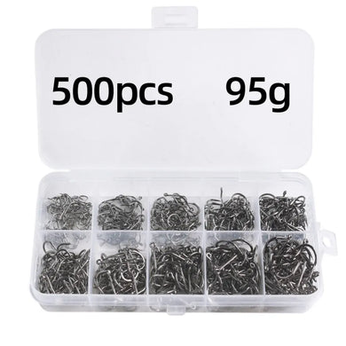 Outdoor Fishing Hooks Set Boxed 100-2000 Pieces Inverted Tube Hooks for Lakes Rivers