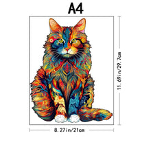 Load image into Gallery viewer, Colourful Cat Wooden Puzzle Irregular Animal Shaped Wooden Puzzle Puzzle Toy Birthday Gift