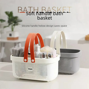 Portable Plastic Storage Basket Bathing Toiletries Organizer Modern Simple Style