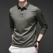 Load image into Gallery viewer, New Men's Business Casual Long Sleeved Shirt with Badge Solid Color Polo Shirt Fashionable Breathable Comfortable Versatile Top