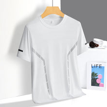 Load image into Gallery viewer, Running T-shirt Men Summer Ice Silk Thin Top Reflective Printing Quick Dry Short Sleeve Breathable Fitness Sports T-shirt 5XL