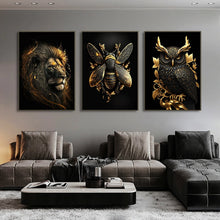 Load image into Gallery viewer, Black Gold Wildlife Canvas - Nordic Aesthetic Wall Art for Living Room Decor