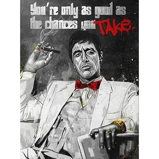 Scarface Tony Montana Motivational Money Quote Canvas Wall Art – Home & Office Décor