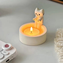 Load image into Gallery viewer, Kitten Candle Holder Cute Cat Candlestick Creative Aromatherapy Candle Holder Durable High Tempe Cartoon Candlestick Decoration
