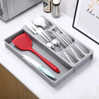 Expandable Cutlery Tray! Adjustable Silverware Organizer