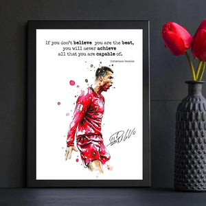 CR7 Cristiano Ronaldo Canvas Art – Portugal Football Star Motivational Quote Decor