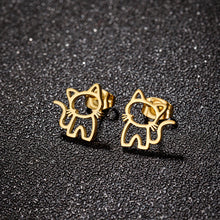 Load image into Gallery viewer, 1 Pair Cute Cat Stainless Steel Stud Earrings for Mens Womens Punk Students Gifts Trend Fashion Small Ear Studs Jewelry