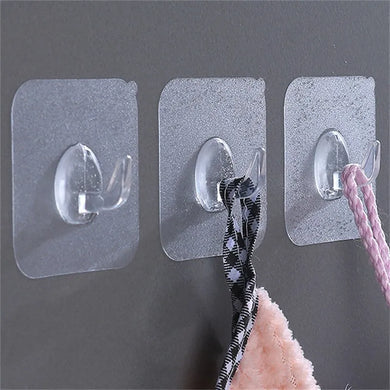 30PCS Self Adhesive Wall Hooks - Transparent Strong Key Towel Hanger Kit