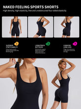 Load image into Gallery viewer, Women's sexy threaded yoga suit jumpsuit sleeveless high elasticity quick drying breathable jumpsuit shorts push up sportswear