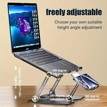 Load image into Gallery viewer, 2 In 1 Laptop Stand, With Phone Holder, Adjustable Steel Laptop Stand For Desk, Ergonomic Foldable Portable Desktop Laptoprise