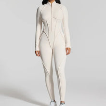 Load image into Gallery viewer, FUBEIKE Women's Yoga Set Fashion Sexy Slim Fit Long Sleeve Zipper Sports Gym Workout Legging Bodysuits Outdoor Activewear