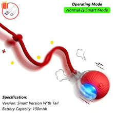 Load image into Gallery viewer, Dog Cat Interactive Ball Toy Automatic Rolling Ball Faux Tail Rechargeable Smart Pet Electric Toy Dog Cat Training Imitate Mouse