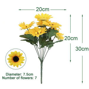 Artificial Sunflower Bouquet - 7 Heads 29cm Fake Flowers for Home, Wedding & Party Décor