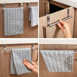 Over Door Towel Rack - Stainless Steel Hanging Bar for Bathroom and Kitchen Cabinet