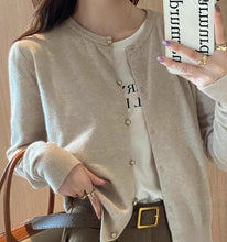 Load image into Gallery viewer, Solid Color Knitted for Women Cardigan Korean Single Breasted Long Sleeve Jumper Woman Round Neck All Match Cardigans Outwear