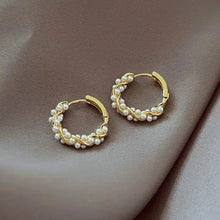 Load image into Gallery viewer, French Imitation Pearl Circel Earring Small Round Hoop Earrings For Women New Design Texture Earrings Jewelry Elegant Gift