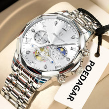 Load image into Gallery viewer, POEDAGAR Original Luxury Men's Watch Waterproof Luminous Chronograph Men Wristwatch Stainless Steel Quartz Watches For Man Reloj