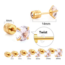 Load image into Gallery viewer, LUXUSTEEL 1Pairs/2Pcs Stainless Steel Crystal Studs Earrings For Women Men 4 Prong Tragus Round Clear Cubic Zirconia Ear Jewelry