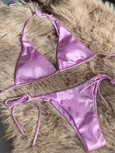 Load image into Gallery viewer, Halter Brazilian Metallic Satin Bikini Women Swimwear Female Swimsuit Two-pieces Bikini Set High Cut Bathing Suit Swim Beachwear