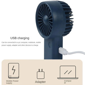Portable Mini Fan USB Rechargeable Handheld 3-Speed Office Travel Outdoor Sports
