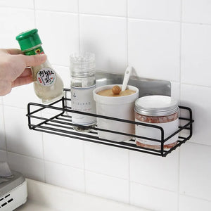 Black Corner Storage Rack: Iron Frame, Punch-Free, Wall-Mounted Organizer