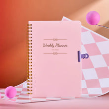 Load image into Gallery viewer, 52 Weeks Weekly Planner Notebook A5 Undated Spiral Agenda Daily Student Schedules Journal Stationery Office School Supplies