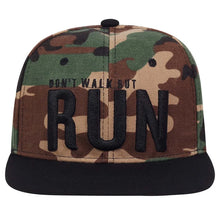 Load image into Gallery viewer, Running Letter Snapback Baseball Cap Camouflage Hip Hop Hat for Men Women Street Dance