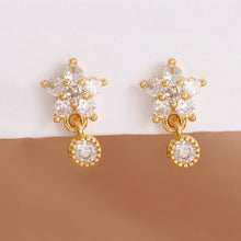 Load image into Gallery viewer, Luxury Stainless Steel Star Dangle Earrings For Women Sparkling Zircons Geometric Ear Piercing Earring Fashion Jewelry aretes