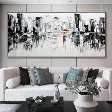 Scandinavian Wall Art Large Abstract City Texture Oil Painting HD Canvas Poster Print