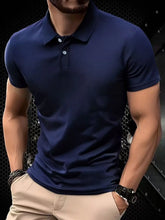 Load image into Gallery viewer, 2025 New Summer Men's Short Sleeve Collar Tshirts New Solid Color Casual Polo Shirt Trendy Breathable Loose Basic Splice Top