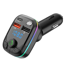 Load image into Gallery viewer, Bluetooth 5.0 Car FM Transmitter PD Type-C Dual USB Ambient Player Handsfree MP3 Charger Type-C Wireless Light PD QC3.0 Adapter