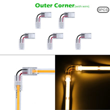 Load image into Gallery viewer, 8mm 10mm 2pin COB LED Strip Connector Tape Lights L Shape LED Corner Connectors for SMD COB 5050 2835 Strip Light Fixed Clamps
