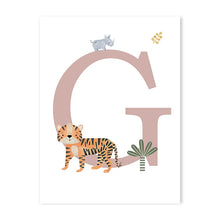 Load image into Gallery viewer, Customized Baby Name Poster Jungle Animals Lion Zebra Elephant Canvas Painting Kis Bedroom Wall Art Print Pictures Nursery Decor