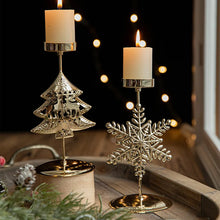 Load image into Gallery viewer, Christmas Golden Wrought Iron Candlestick Star Elk Christmas Tree Candle Holder Merry Christmas New Year Table Decoration