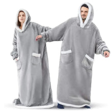 Load image into Gallery viewer, 180cm Super Long Flannel Blanket Pyjamas with Sleeves Winter Hoodies Sweatshirt Women Men Pullover Fleece Giant Oversized Outdoo