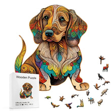 Load image into Gallery viewer, Wooden Carving Dog Puzzle - Round Animal Jigsaw, Super Hard Adult Toy