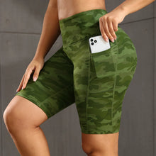 Load image into Gallery viewer, CHRLEISURE Women Solid Yoga Shorts with 3 Pockets High Waist Butt Lifting Workout Tights Gym Elastic Cycling Shorts Activewear