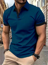 Load image into Gallery viewer, Men's short sleeve color matching fashion with men's lapel short sleeve