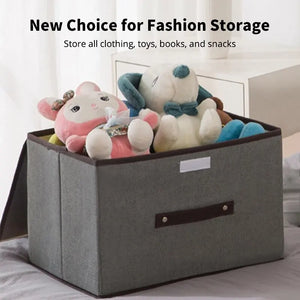 Gray Fabric Fold Storage Box | Home Clothing Toy Organizer