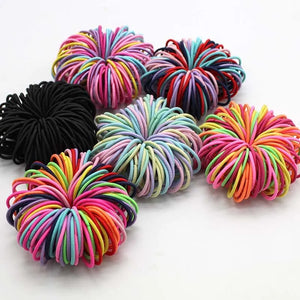 100pcs Candy Color Hair Bands - Elastic Rubber Scrunchies for Girls - Baby Headbands