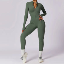 Load image into Gallery viewer, Winter Autumn Women's One-piece Yoga Jumpsuit leggings Long-sleeved Warm ski Overalls Outerwear High Elastic Cycling Bodysuit